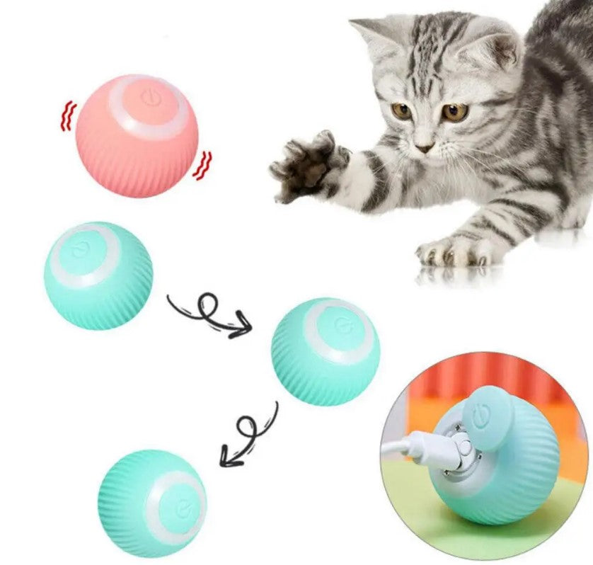 USB Charging Automatic 360 Degree Automatic Pet Rolling Ball For Puppy Cats Kitten - Pink