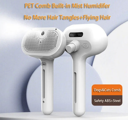 Dog/Cat Comb Self Cleaning-Hair Removal Brush with Comb & Built-in Mist Humidifier