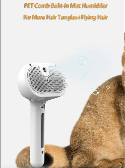 Dog/Cat Comb Self Cleaning-Hair Removal Brush with Comb & Built-in Mist Humidifier