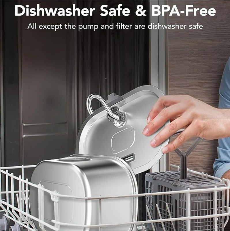 3.2L Stainless Cat Water Fountain With Water Level Window