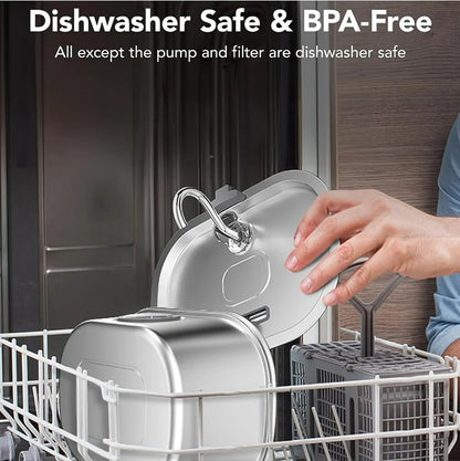 3.2L Stainless Cat Water Fountain With Water Level Window